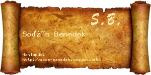 Soós Benedek névjegykártya